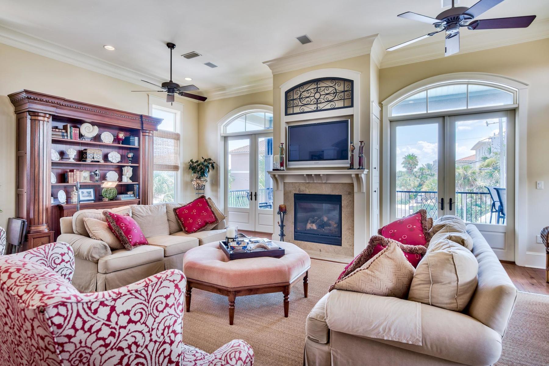 216 Sandtrap Road Miramar Beach, FL 32550 - Photo 7 of 58 a living room with furniture fireplace and a flat screen tv