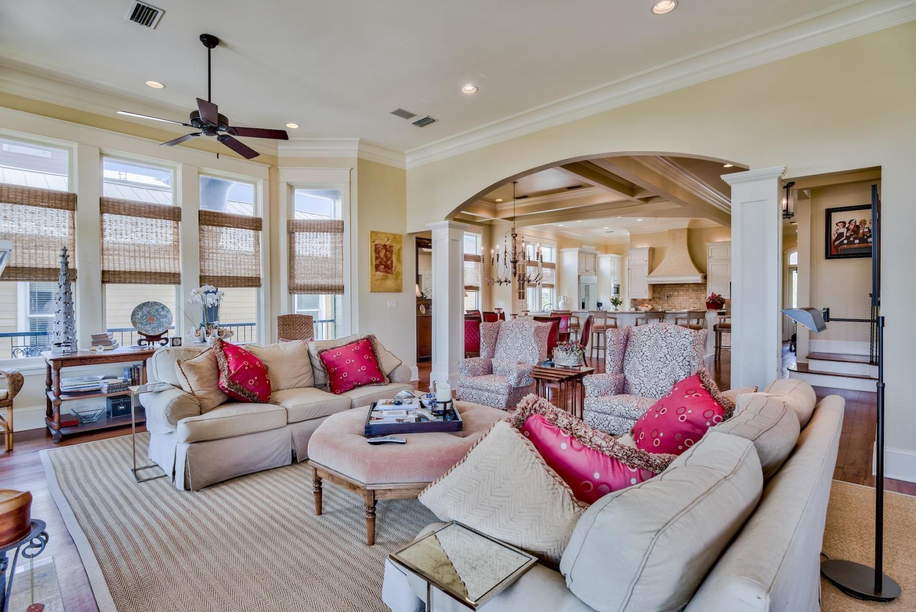 216 Sandtrap Road Miramar Beach, FL 32550 - Photo 8 of 58 a living room with furniture and a chandelier