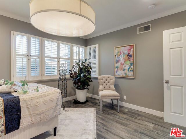 a living room with furniture a table and a potted plant