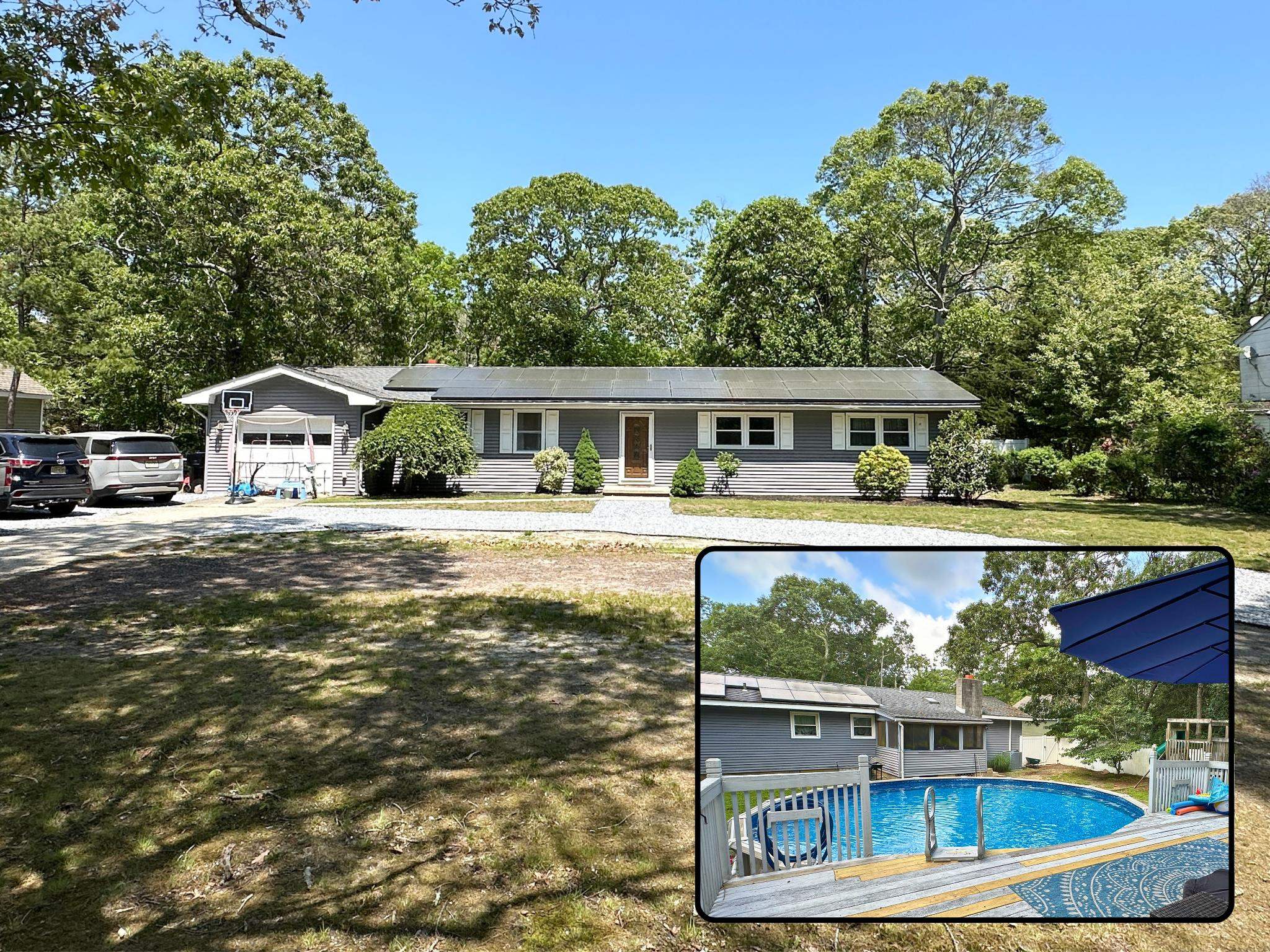 a view of swimming pool with outdoor seating and plants
