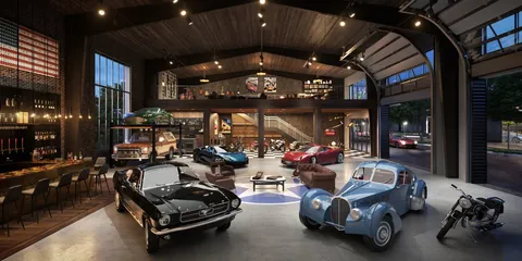 a view of a car in a garage