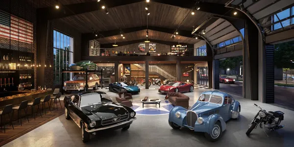 a view of a car in a garage