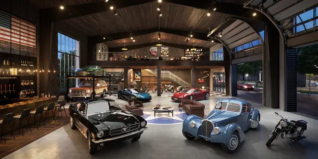 a view of a car in a garage