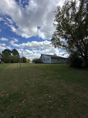 a view of a field with a tree