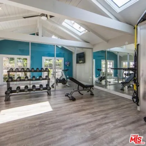 a view of a room with gym equipment