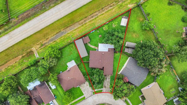an aerial view of a house
