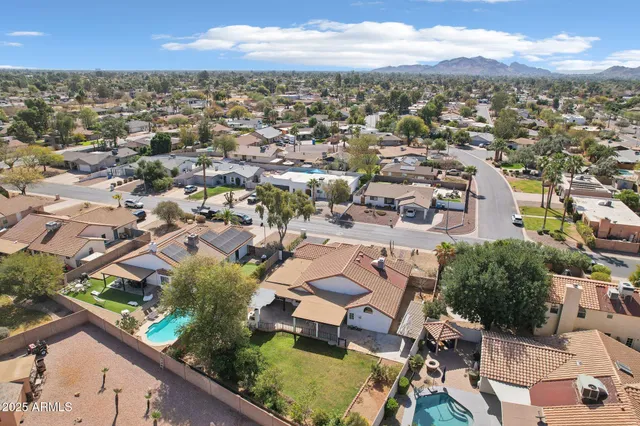 an aerial view of a house