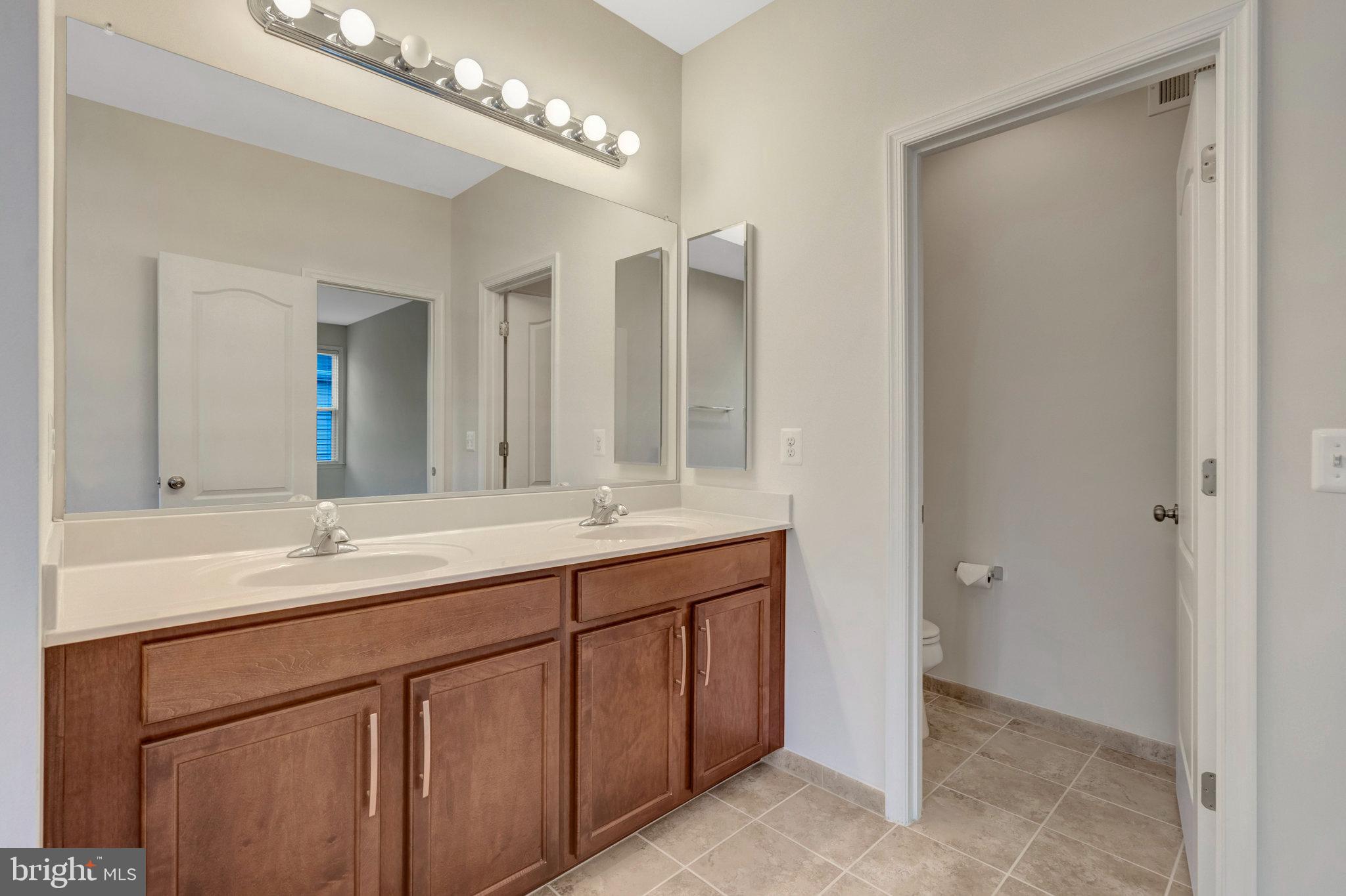 41841 Diabase Square Aldie, VA 20105 - Photo 28 of 45 a bathroom with a double vanity sink and a mirror