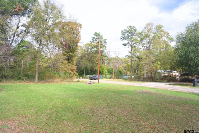 a view of a ground with trees