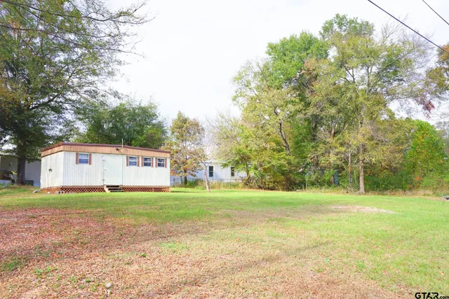 a view of a field with trees in front of it