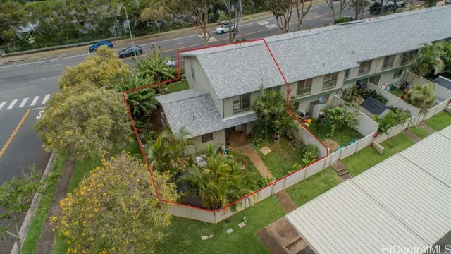 an aerial view of a house
