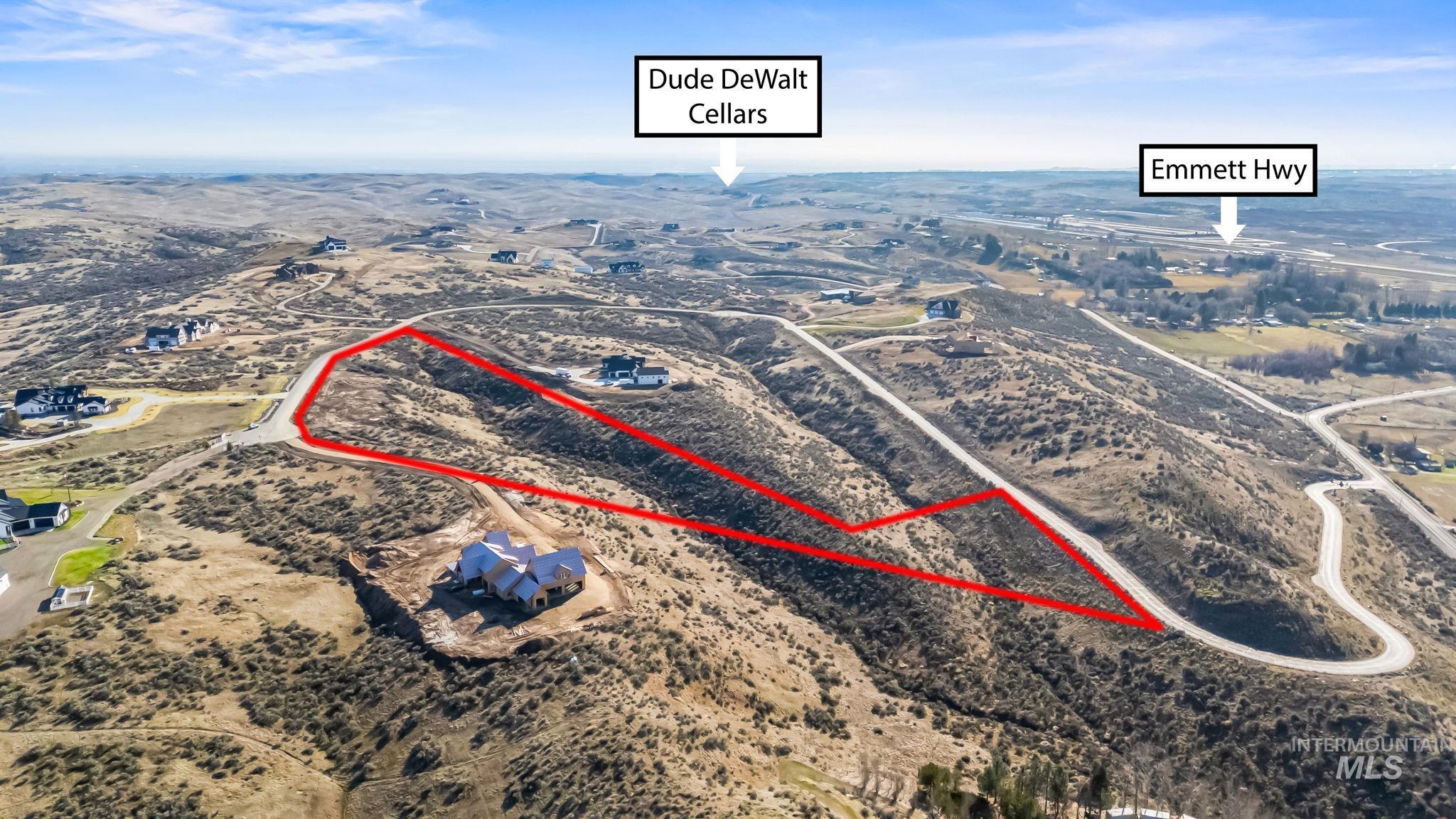 9799 North Springer Lane Eagle, ID 83616 - Photo 11 of 15 Aerial view of property and surrounding area featuring property boundaries highlighted