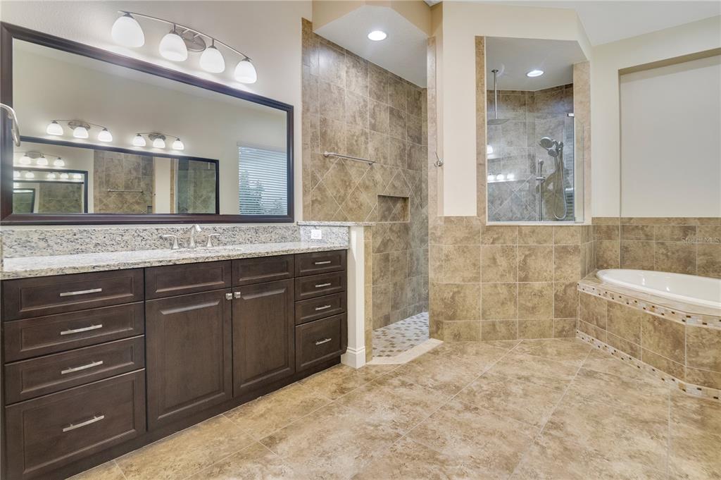 6510 Eagle Ridge Way Lakeland, FL 33813 - Photo 16 of 50 a spacious bathroom with a granite countertop sink a mirror and a