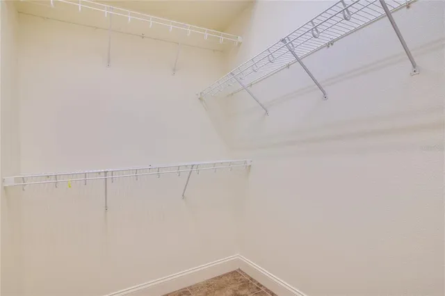 a view of a room with racks on the wall