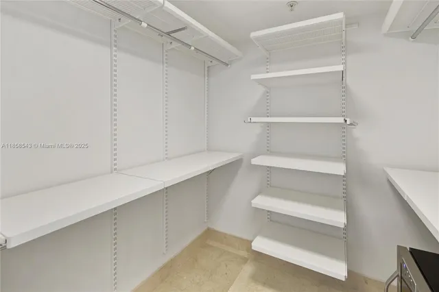 a view of a room with racks on the wall