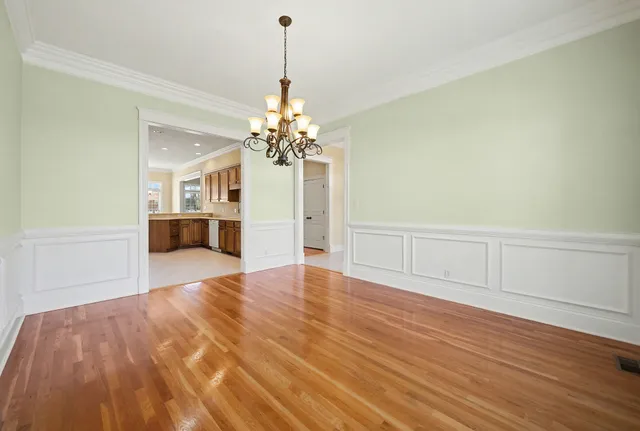 a view of a livingroom with a chandelier