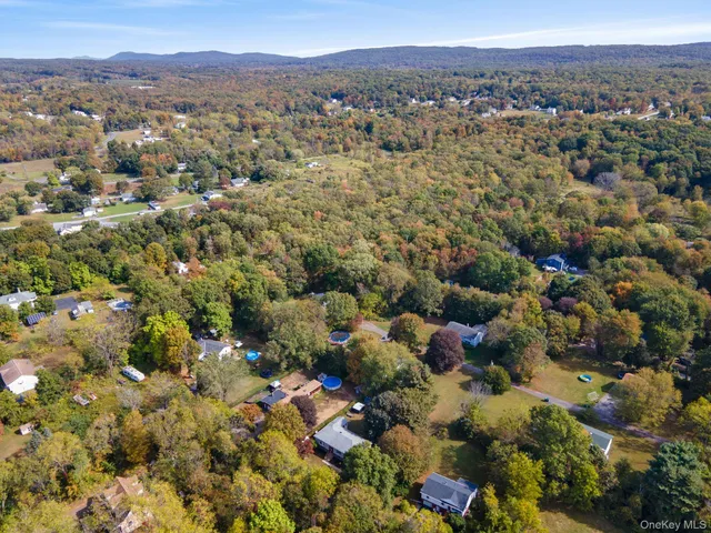 a view of a city with mountain