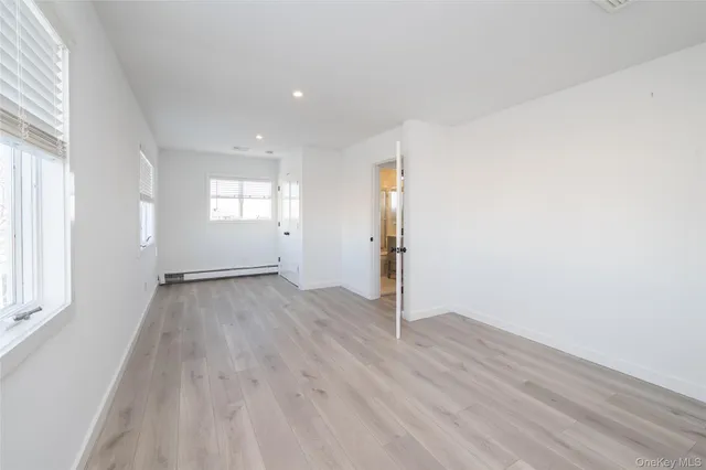 a view of an empty walk in closet