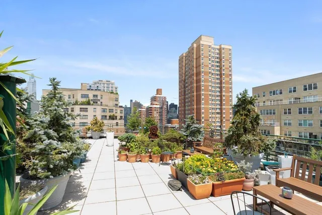 a city view with tall buildings