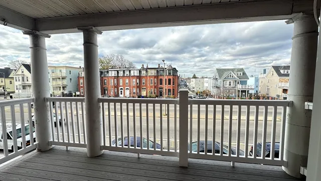 a view of a balcony from a balcony