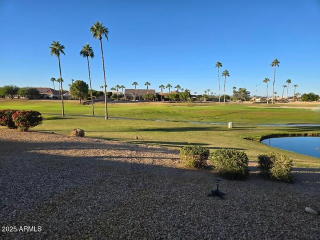 a view of a lake with a beach