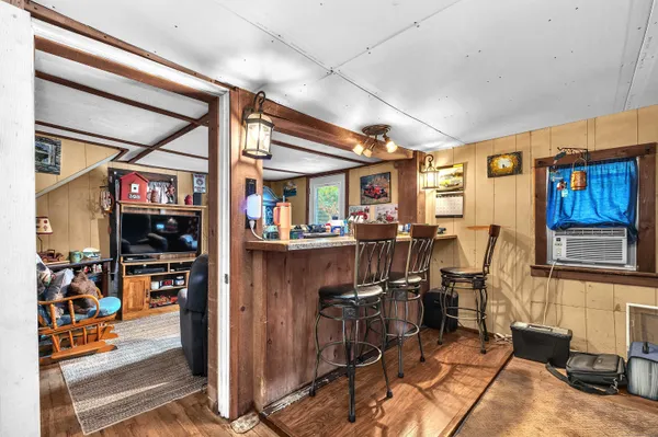 a living room with a couch and a table