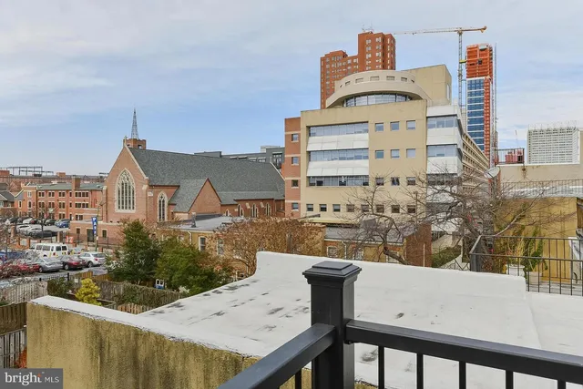 a view of a city from a balcony