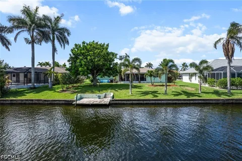 a view of a lake with a park