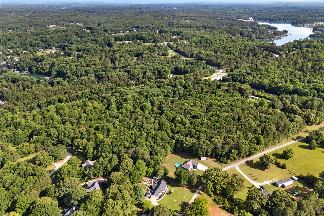 0 Barnes Road Seneca, SC 29672 - Photo 3 of 16 An aerial panorama reveals a vast, tree-filled landscape with distant glimpses of serene waterways.