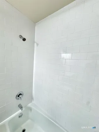 a bathroom with a bathtub