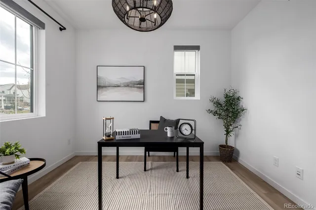 a view of a room with furniture and a potted plant