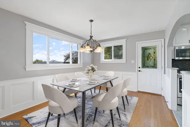 a dining room with furniture window wooden floor