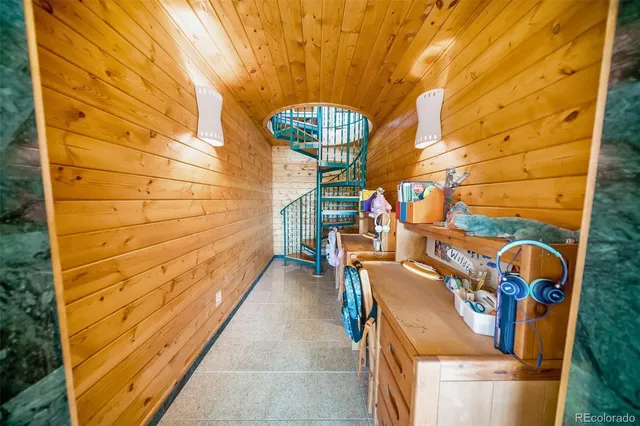 a bed room with a bed and a walk in closet