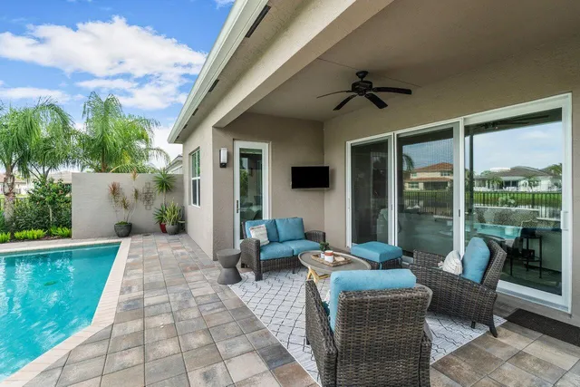 a balcony with furniture