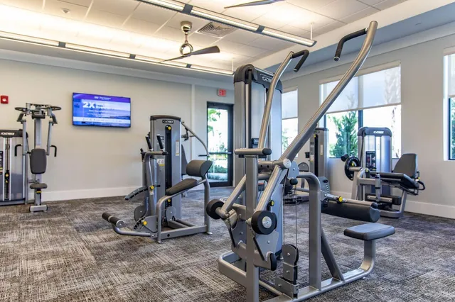 a view of a room with gym equipment
