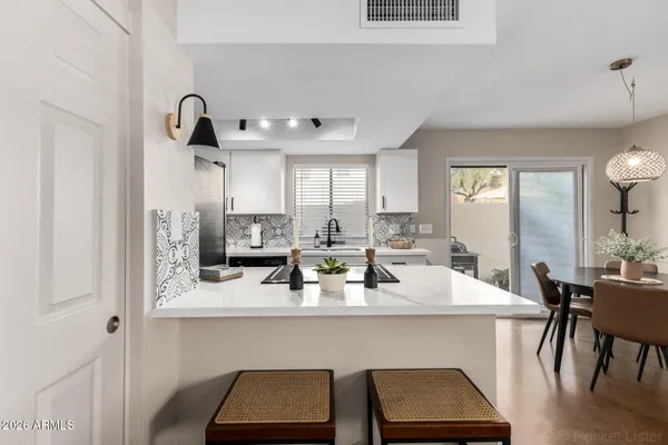 a view of kitchen with breakfast area