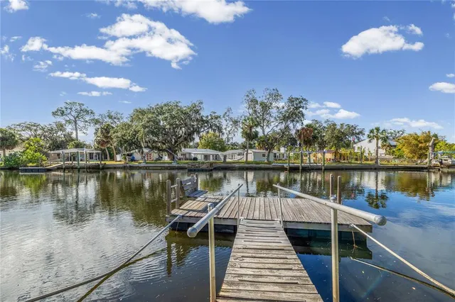 a view of a lake with a terrace