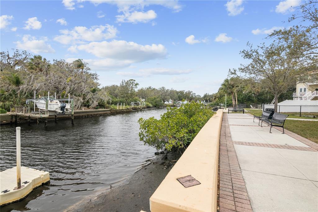 5642 Riverview Drive New Port Richey, FL 34652 - Photo 37 of 41 a view of a lake with a bench and trees in the background