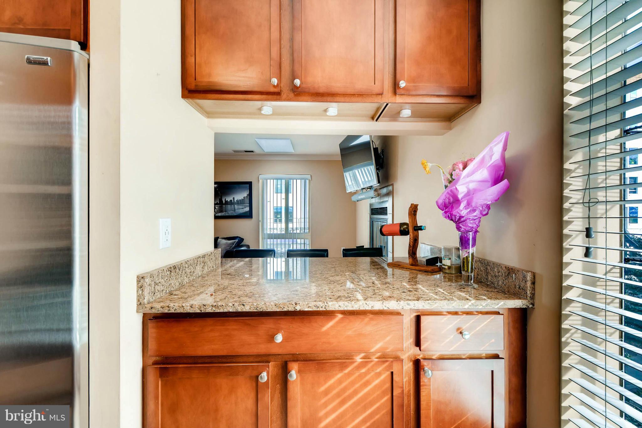 620 Charles Street, Unit R33 Baltimore, MD 21230 - Photo 6 of 27 a kitchen with granite countertop kitchen island stainless steel appliances and a counter top space