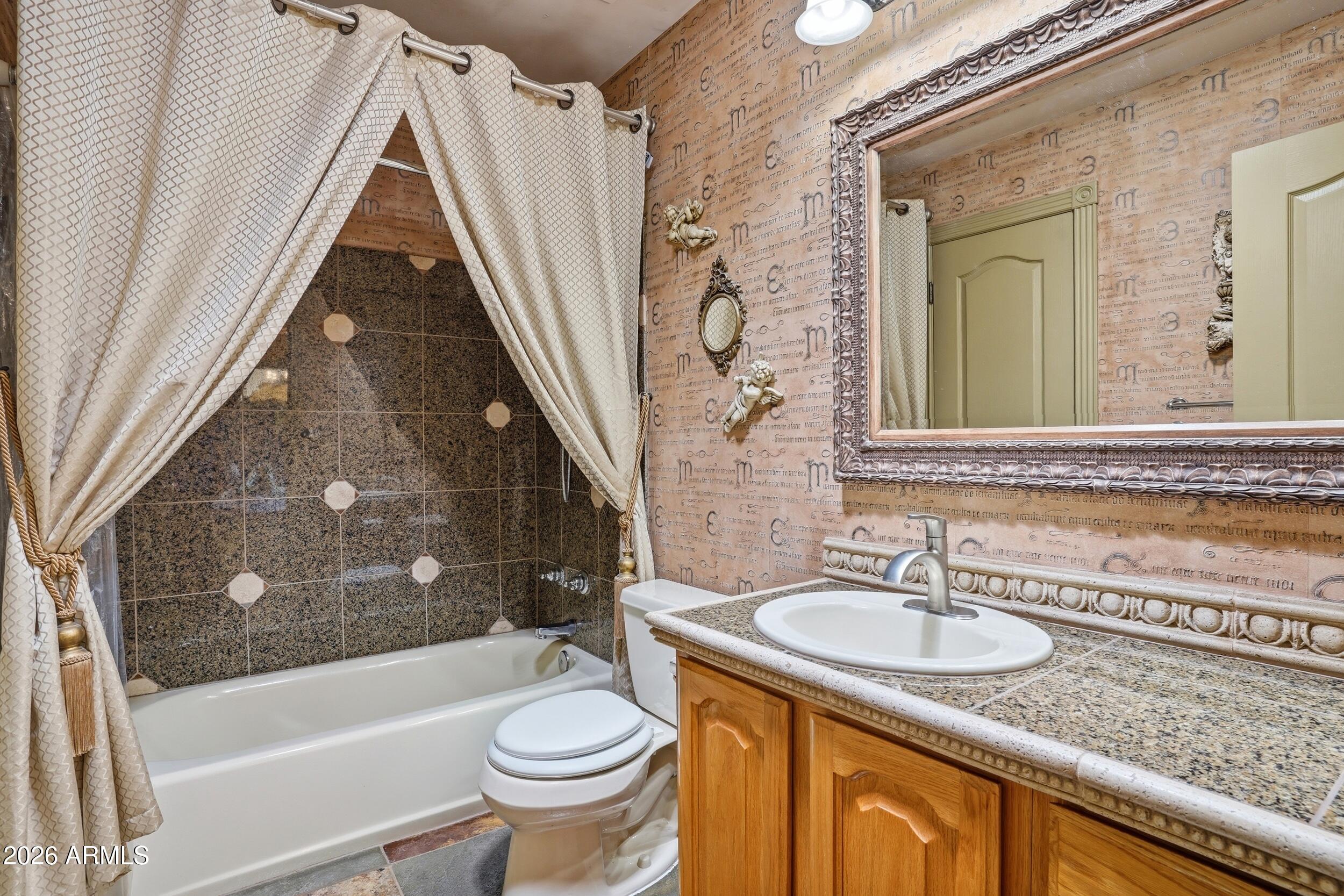 6334 East Albany Street Mesa, AZ 85205 - Photo 43 of 72 a bathroom with a sink a toilet and a bathtub