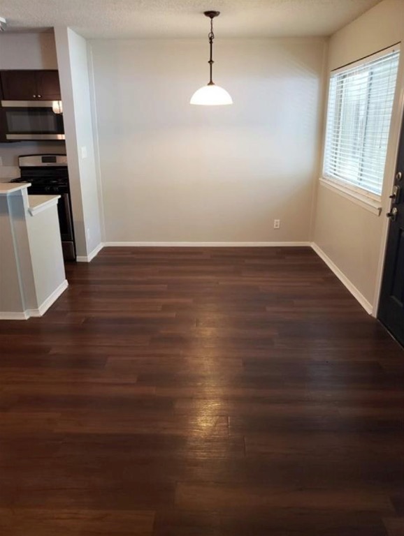1202 Newning Avenue, Unit 113 Austin, TX 78704 - Photo 6 of 13 Unfurnished dining area with dark wood finished floors and a textured ceiling