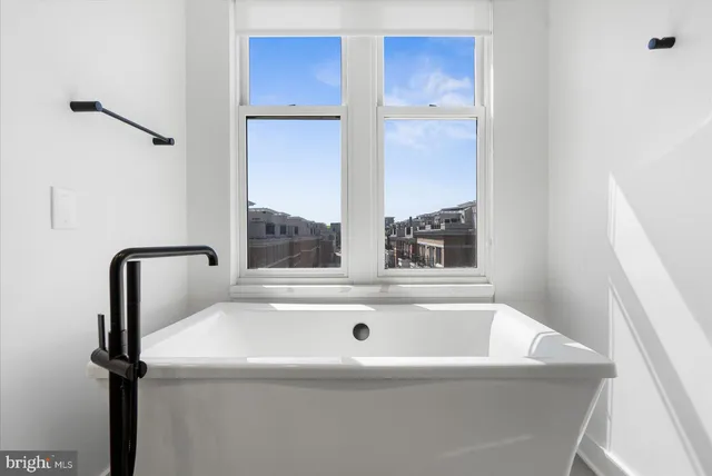 a bathroom with a bathtub
