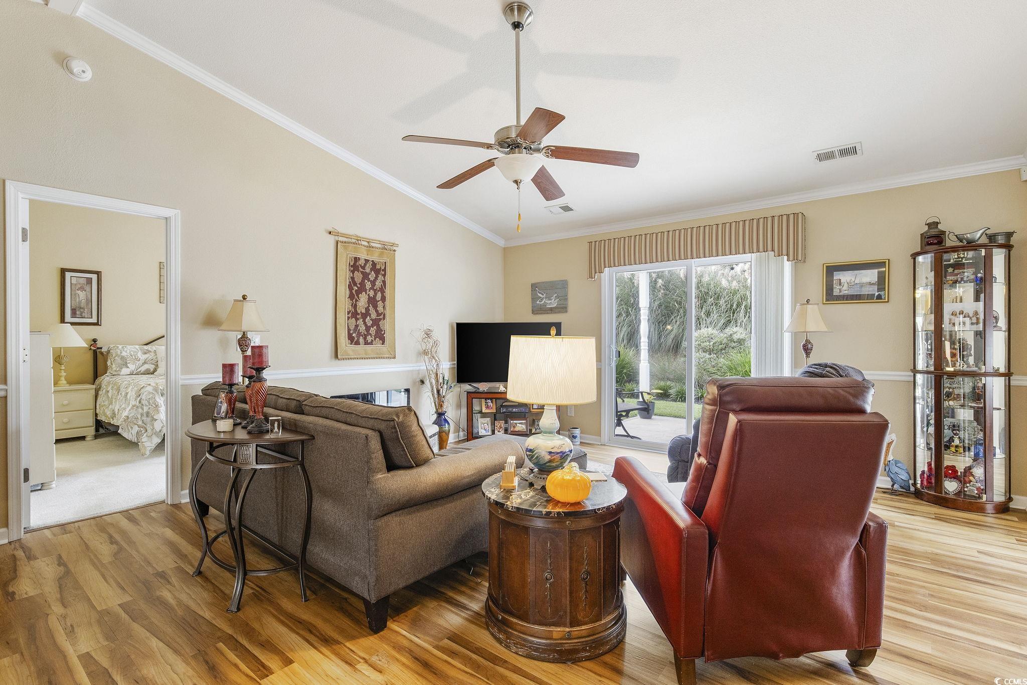 749 Bonita Loop Myrtle Beach, SC 29588 - Photo 15 of 37 Living room featuring ceiling fan, light wood-type