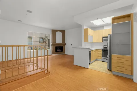 a view of a livingroom with a fireplace