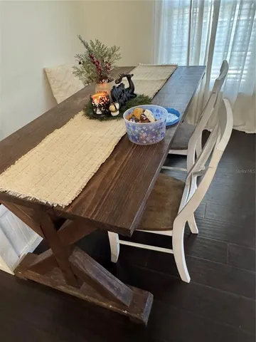 a view of dining room with furniture