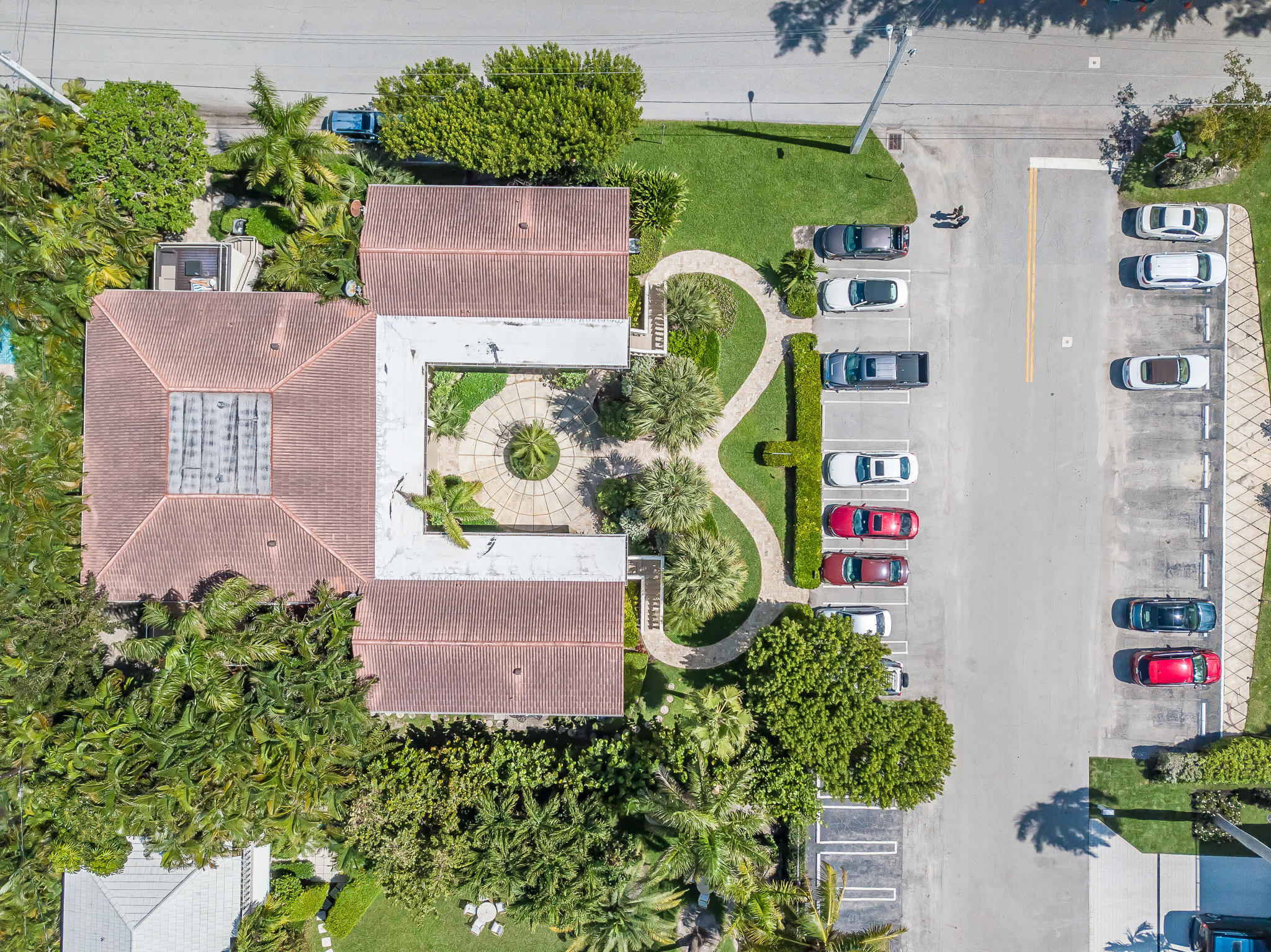 an aerial view of a house