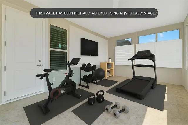 a view of a room with gym equipment