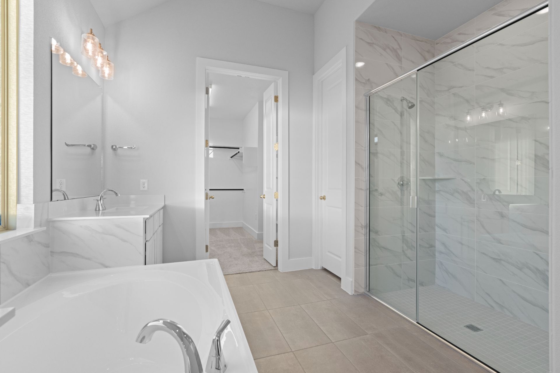 17421 Graces Path Pflugerville, TX 78660 - Photo 22 of 38 Primary Bath retreat with dual vanities, garden tub & walk-in shower