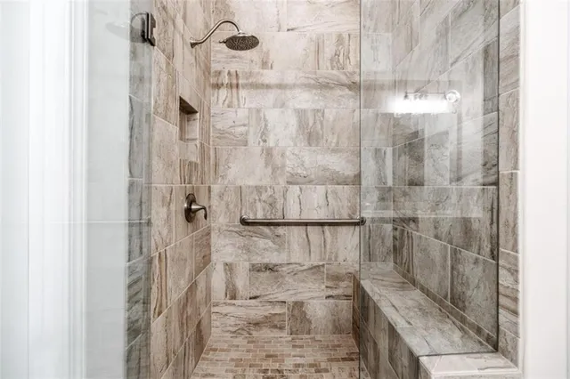 a bathroom with a shower