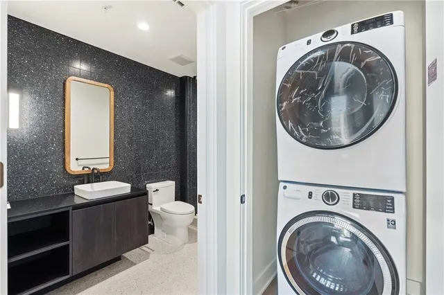 a room with a washer and dryer